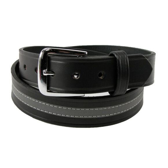 Boston Leather Men's Leather Work Belt with Reflective Safety Stripe - Picture 2 of 4